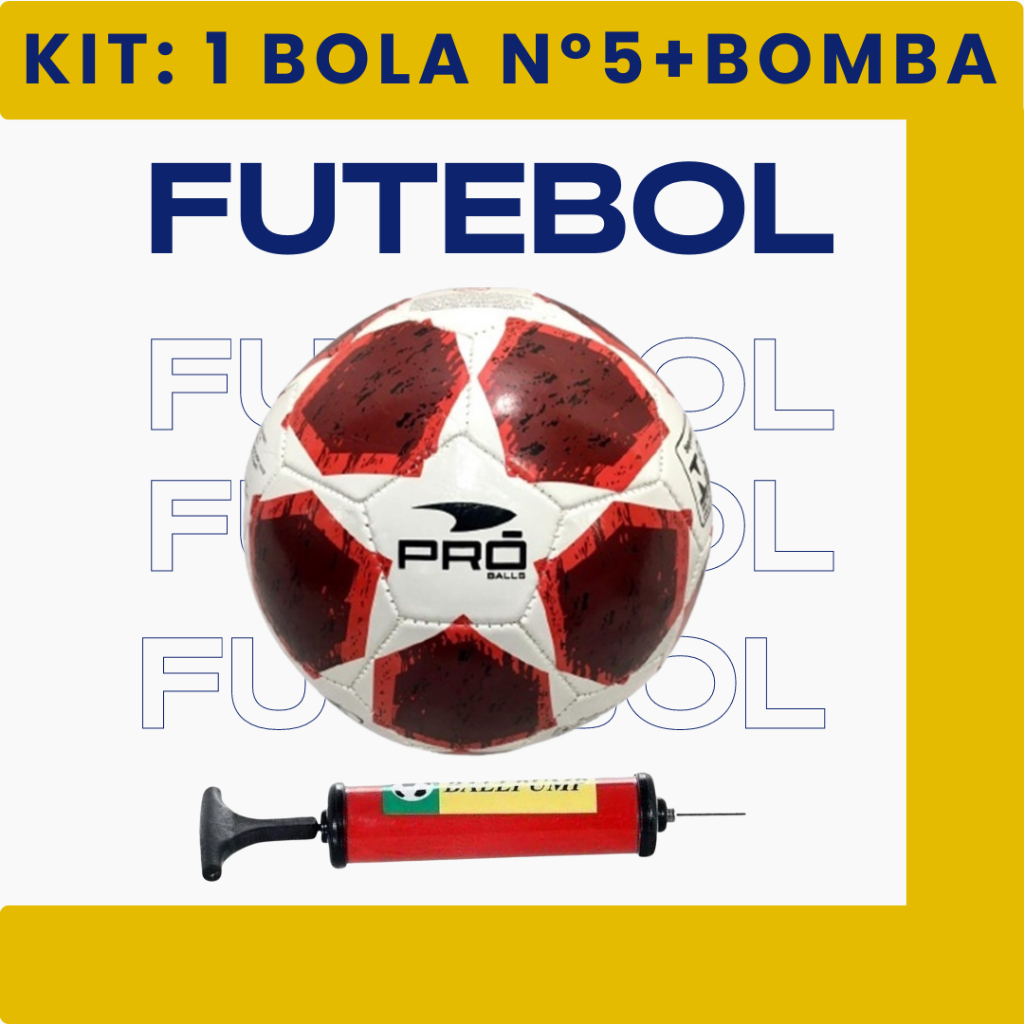 Bola de Futebol + Bomba de Encher Tamanho 5 Oficial Campo