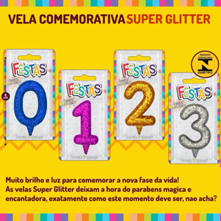 KIT 50 VELAS ANIVERSÁRIO SUPER GLITTER em Oferta na Shopee