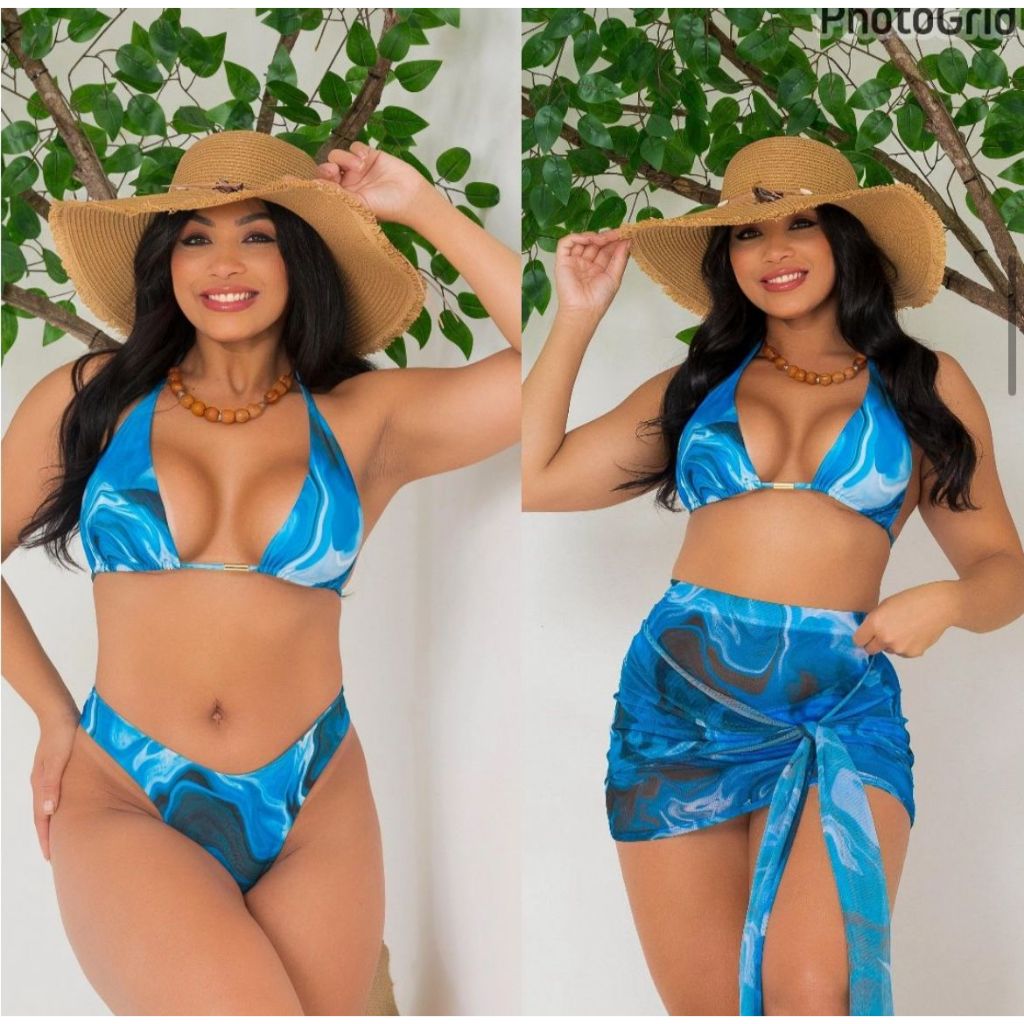 Biquíni kit com 3 peças - biquíni completo e saia de tule  - ENVIO IMEDIATO.!