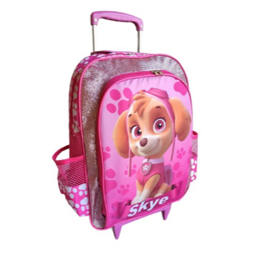 Mochila de Rodinhas mochilete infantil escolar meninas skye patrulha canina rosa reforçada