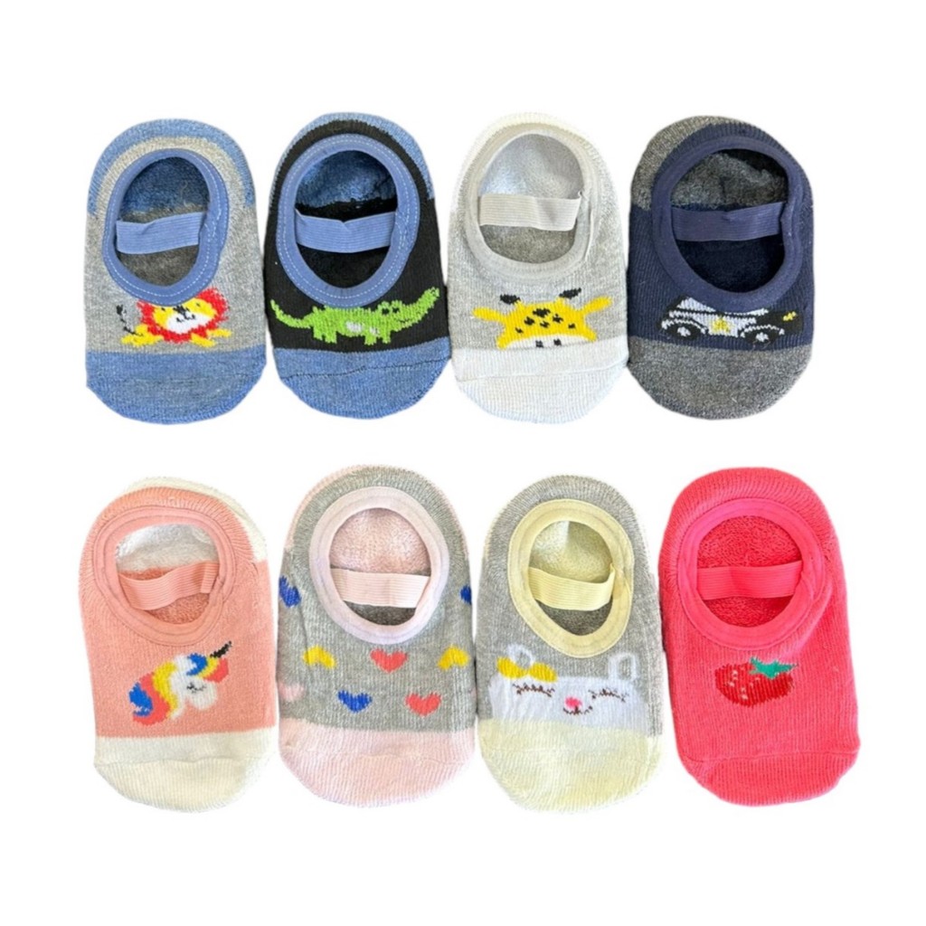 Kit 5 Pares de Meias Sapatilha Antiderrapante Infantil Menino e Menina Algodão Estampadas