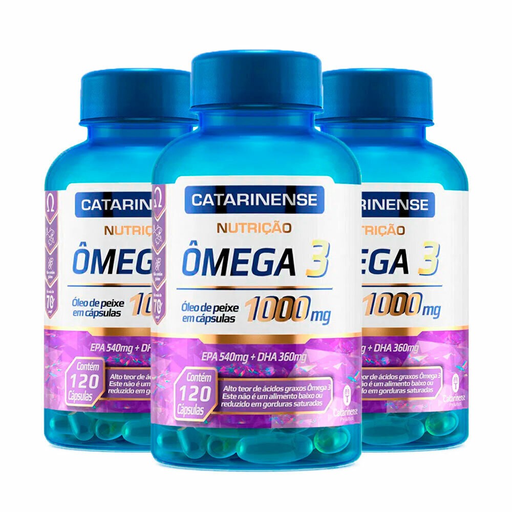 Kit com 3 Ômega 3 1000mg Com 120 Cápsula cada Ômega Catarinense