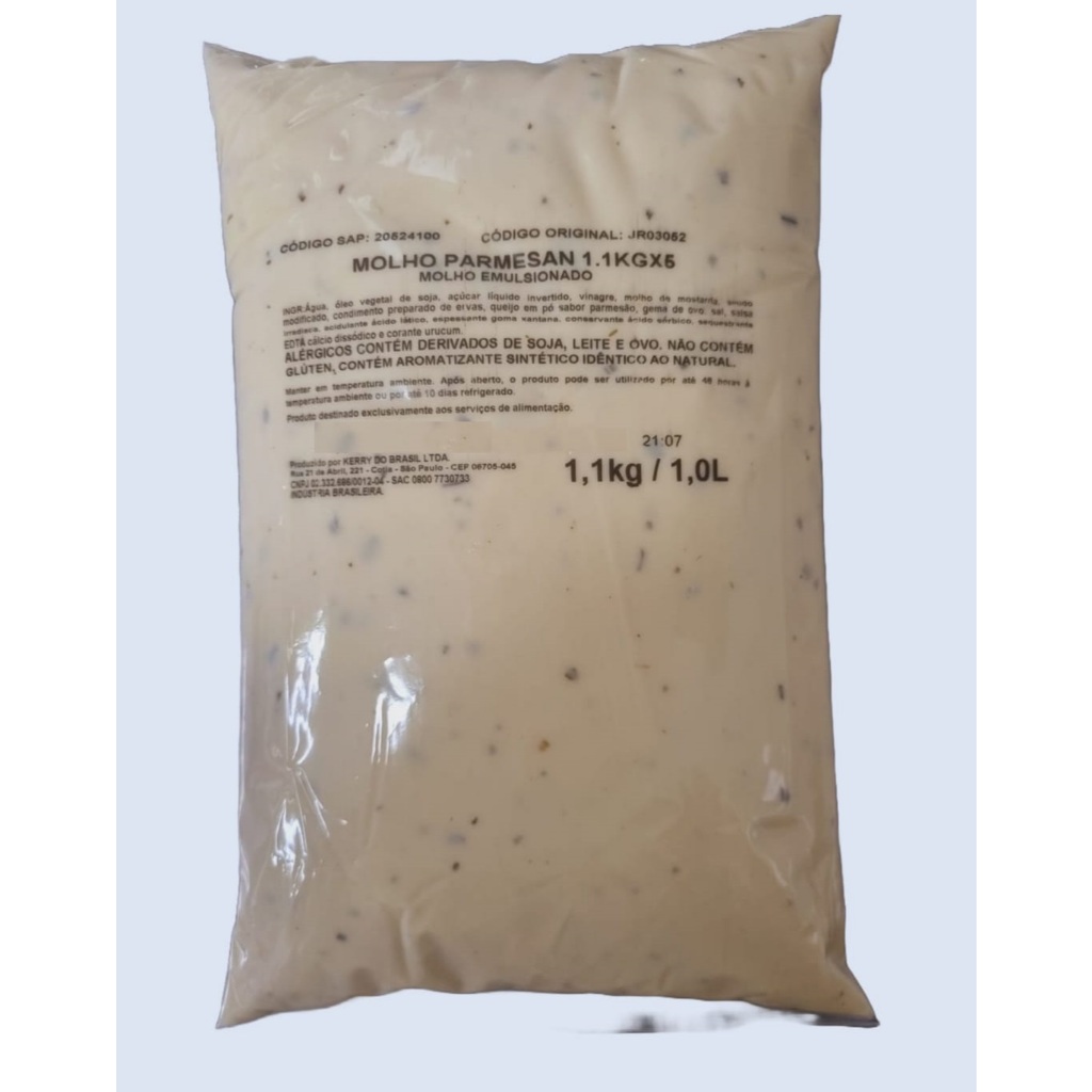 BAG MOLHO PARMESÃO CREMOSO 1.1KG - Molho para salada/Hamburgueria/Lanchonete/Restaurante