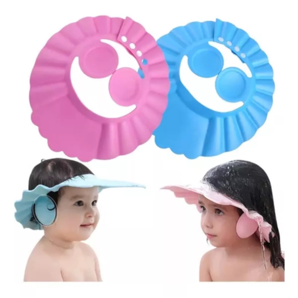 Touca chapéu Banho Bebe Protetora Olhos Ouvidos Ajustável Lavável para auxilio no banho infantil anti shampoo