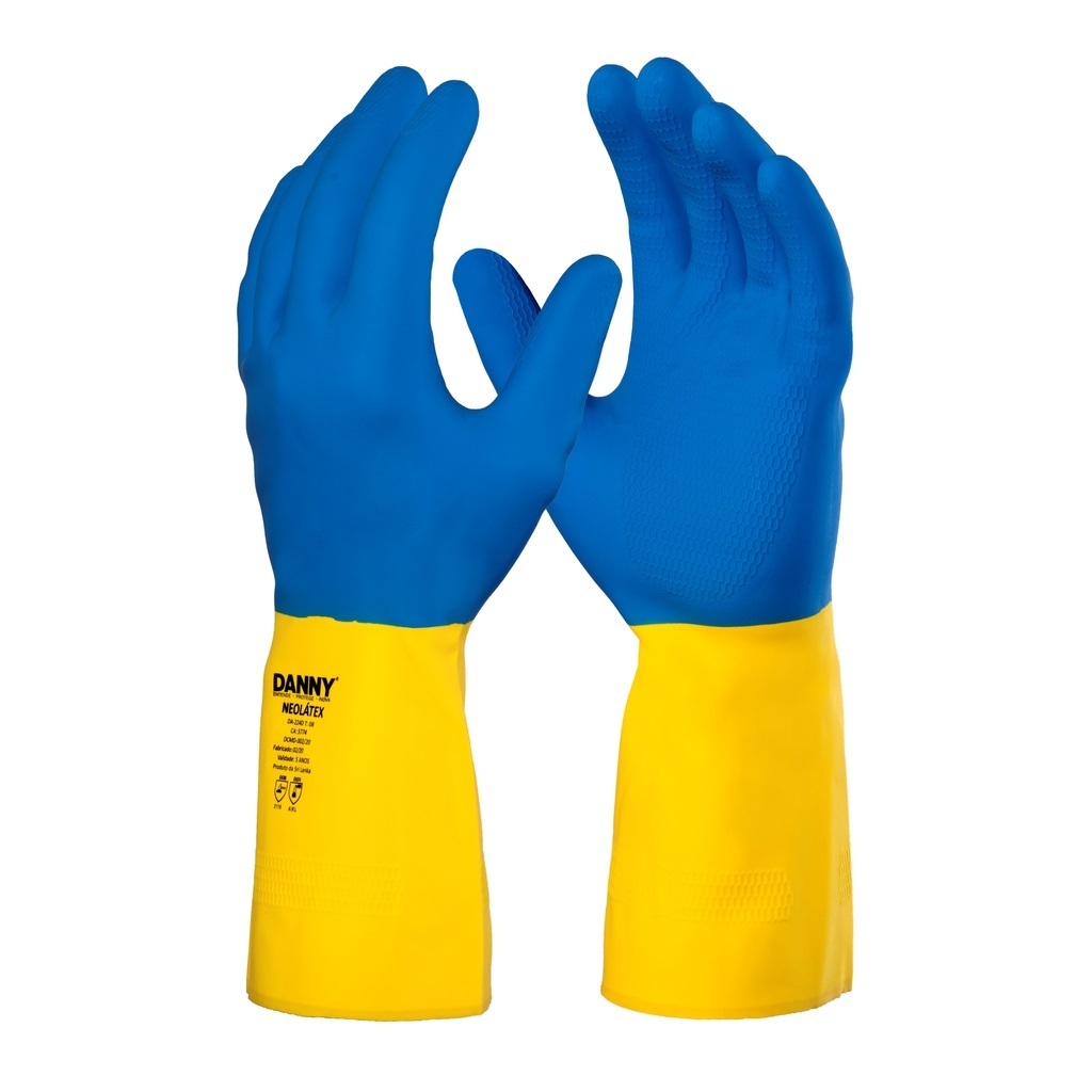 Luva de Segurança Neolátex Latex Bicolor Proteção Quimica Limpeza Neoprene Danny DA224D CA5774 em Oferta na Shopee