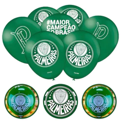 Kit Festa Palmeiras Decoração Aniversário Painel TNT 1,4 x 1 METRO + 25 Balões n9" FESTCOLOR (CHOCO)