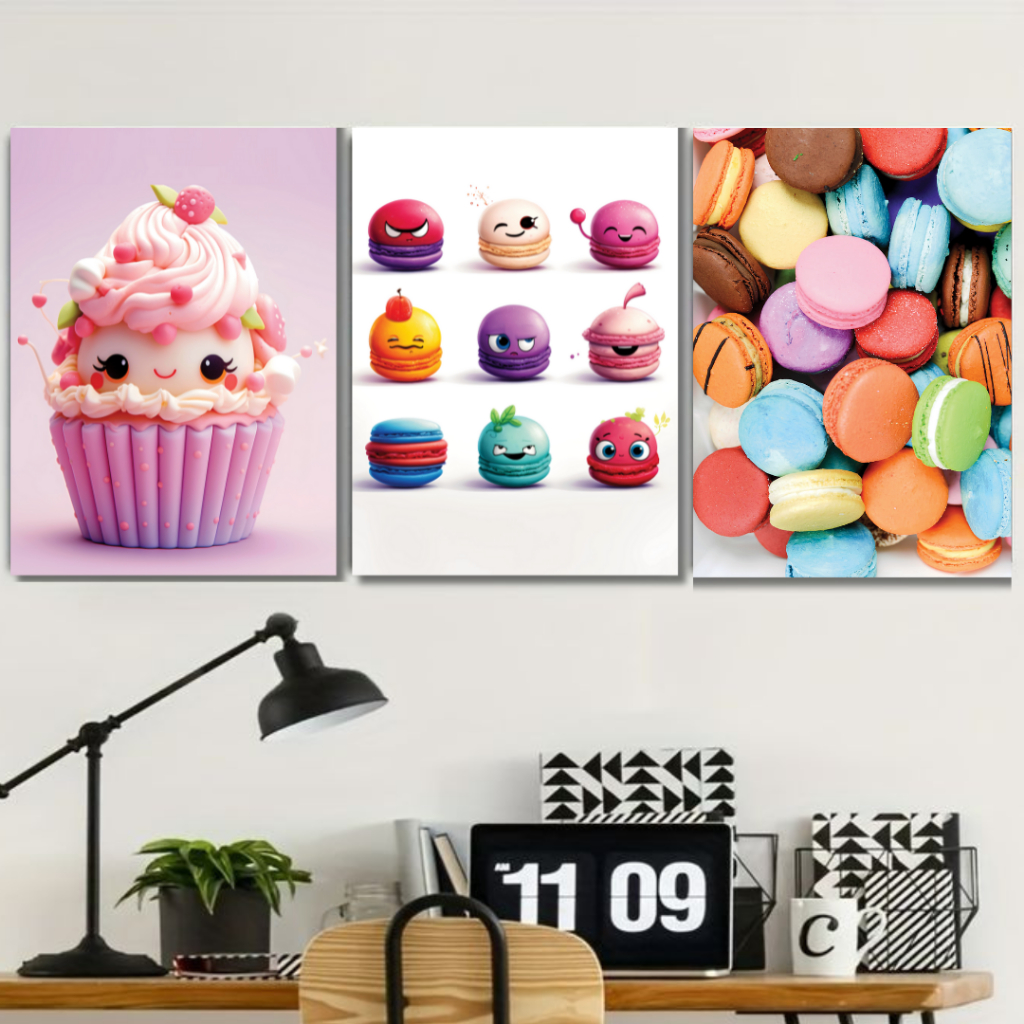 Kit 3 Placas Decorativas 1 ao 15 Padaria, Quadro Grande Confeitaria, Doces, Decoração Cozinha, A3 A4