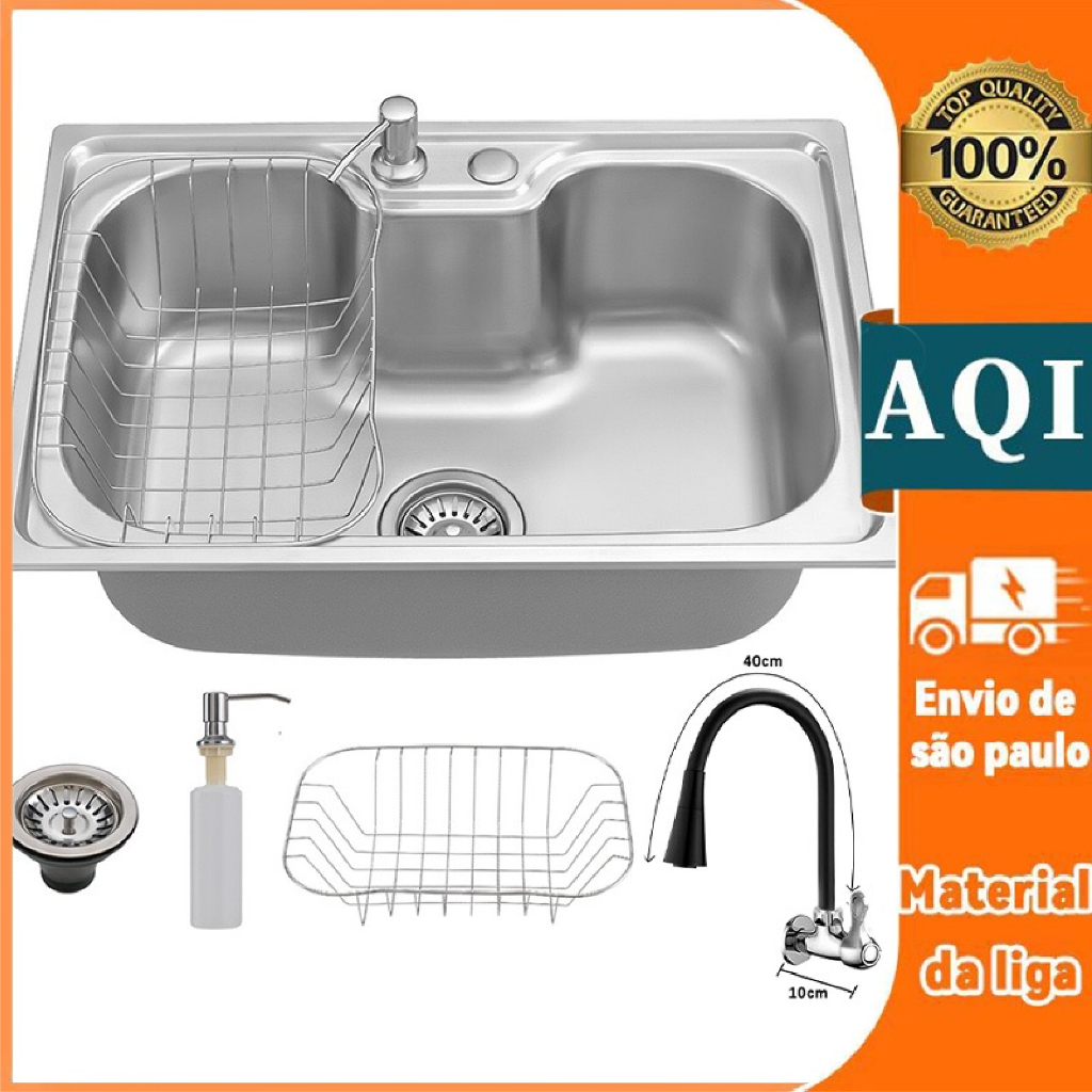 Cuba Dupla Gourmet Cozinha Aço Inox Com Acessórios 60cm×42cm Para envio imediato