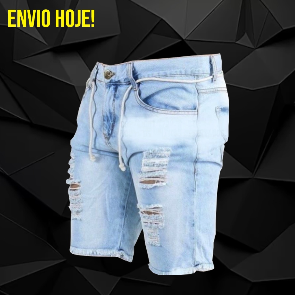 Bermuda Jeans Short Jeans Bermuda Masculina Rasgada Short Masculino Rasgado Claro Você Escolhe a Cor