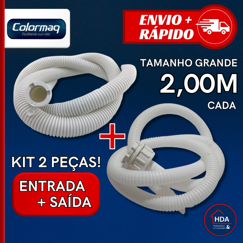 Kit Mangueira Tanquinho Grande 2,00M Universal Entrada e Saída de Água - Colormaq