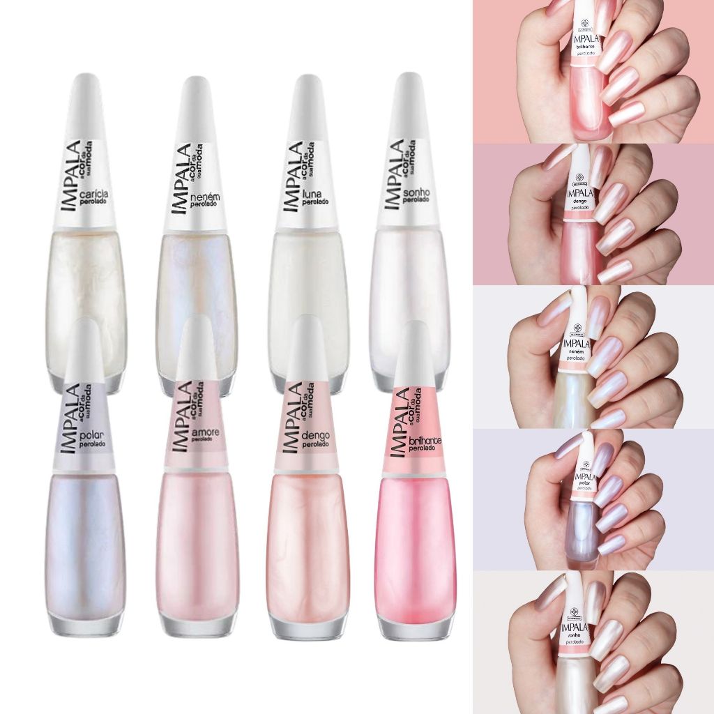 Kit 8 Esmaltes Atacado Impala Tons Perolado Coleção Nova