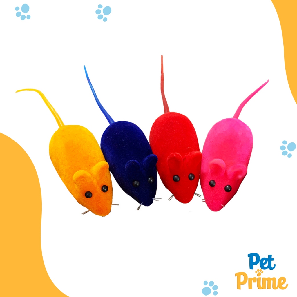 Brinquedo Gato Ratinho Colorido 13 cm com Apito 4 unidades Savana Pet