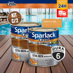 kit C/2 Verniz Ultra Protetor Cetol Deck Antideslizante Semi Brilho Natural 3.6l Sparlack Coral