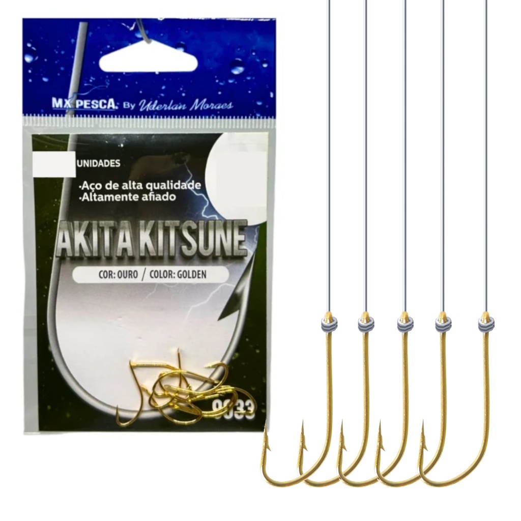 Anzol MX Empatado com Flúor Coated Akita Kitsune Gold - MX Pesca