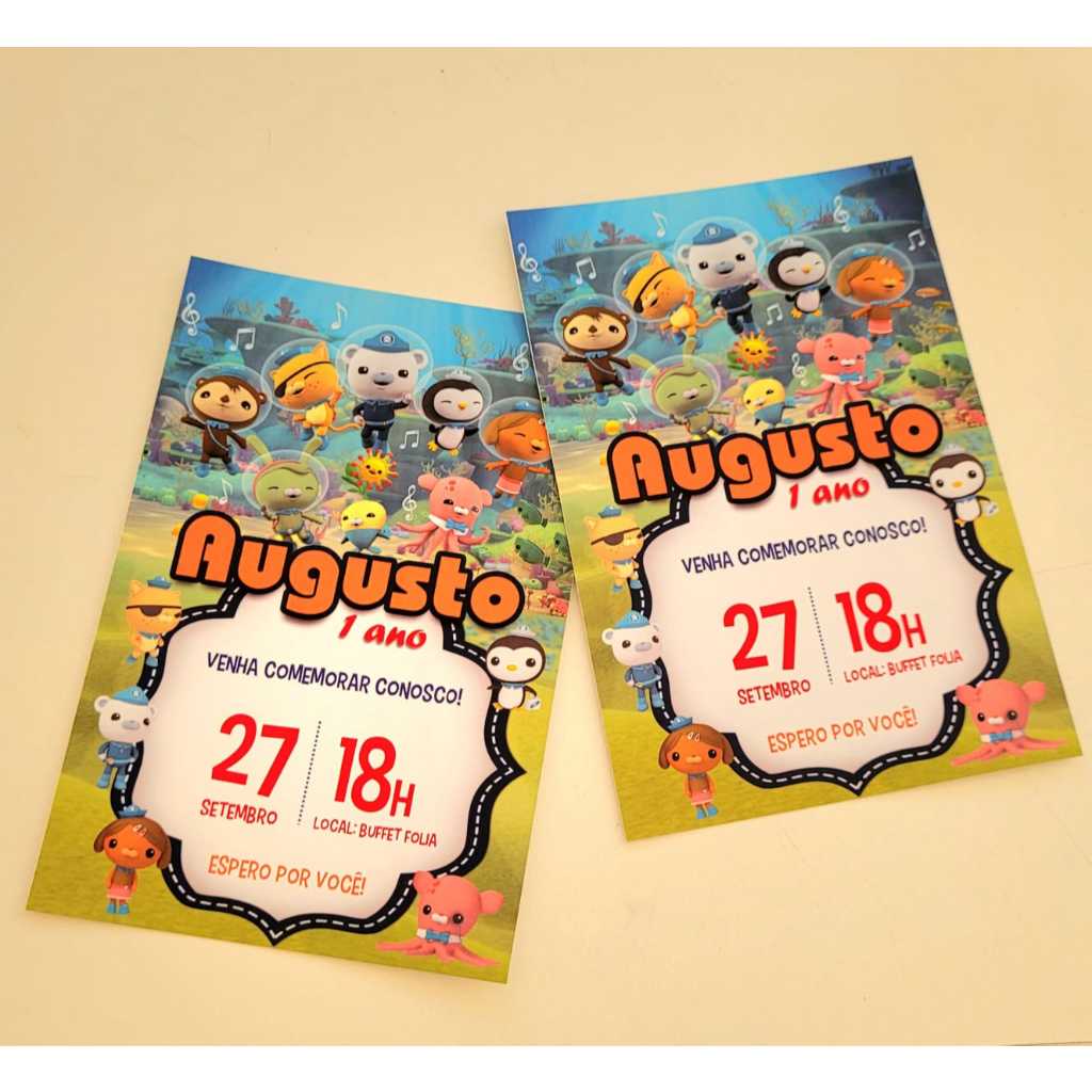 25 Convites para Festa na Escola Impressos em papel fotográfico - 10x15 - Tema Octonautas