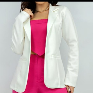 blazer femenino alongado 2026, elegancia atemporal estilo com casaqunho maxi longo em Oferta na Shopee