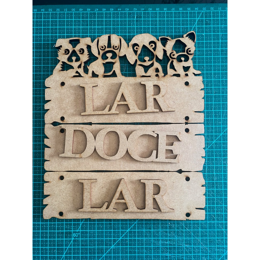 Kit em MDF Cru - Placa Decorativa Lar Doce Lar com Cachorros - MD030