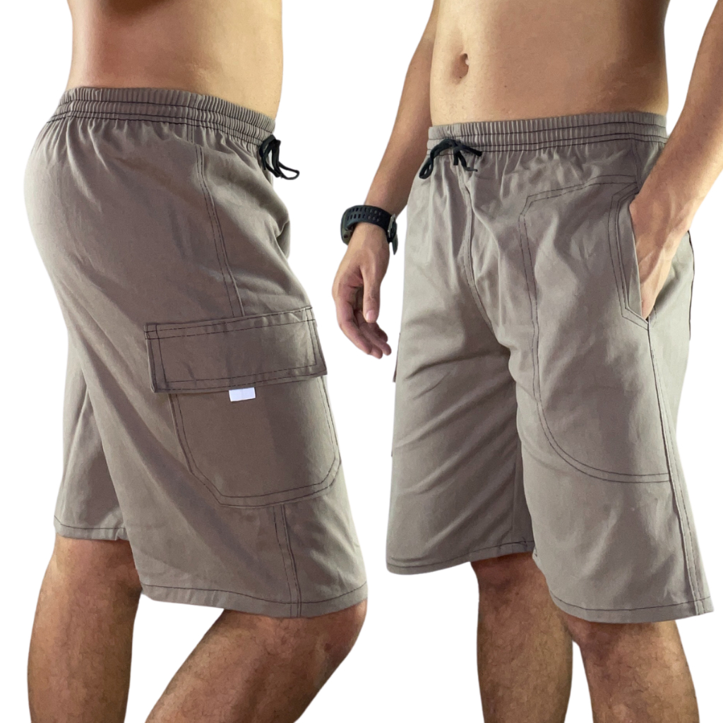 Bermuda Cargo Masculina Bermudas Masculinas Brim Sarja Cintura Com Bolso Short Casual Fit em Oferta na Shopee