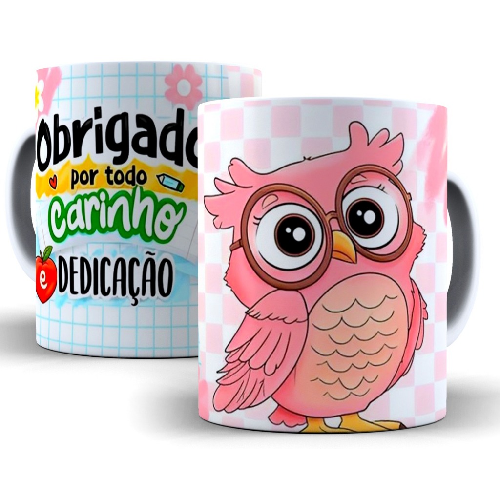 Caneca Dia Dos Professores Embalada Para Presente 325ml De Porcelana Obrigado Por Todo Carinho e Didicação