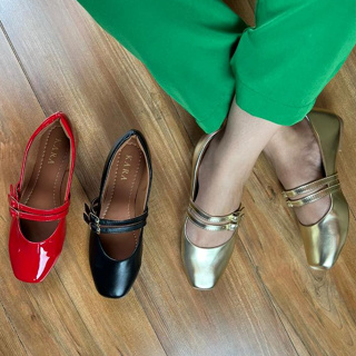 Sapatilha Mary Jane Feminina Bico Quadrado Confortável | Tira Dupla em Oferta na Shopee