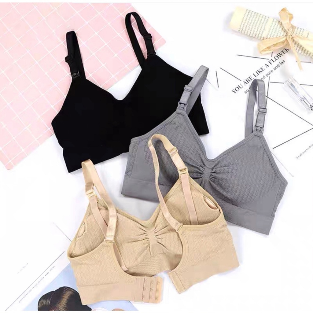 Kit 2 ou 3 Sutiã De Amamentação Soutien Sem Aro Top Anti-Galactorréia Sutien Gestante Bojo Removível Sutian Pós Parto em Oferta na Shopee