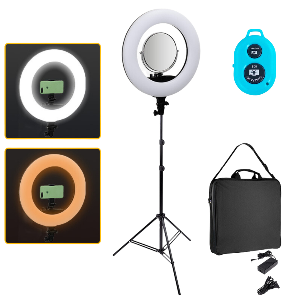 Ring Light Iluminador LED - LF-R480 com Tripé 1,80m e Controle Remoto