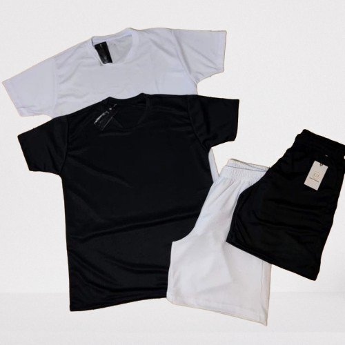 Kit 2 Camiseta + 2 Bermuda Masculina Dry Fit / Shorts Masculina Academia - Conjunto Lançamento 2024