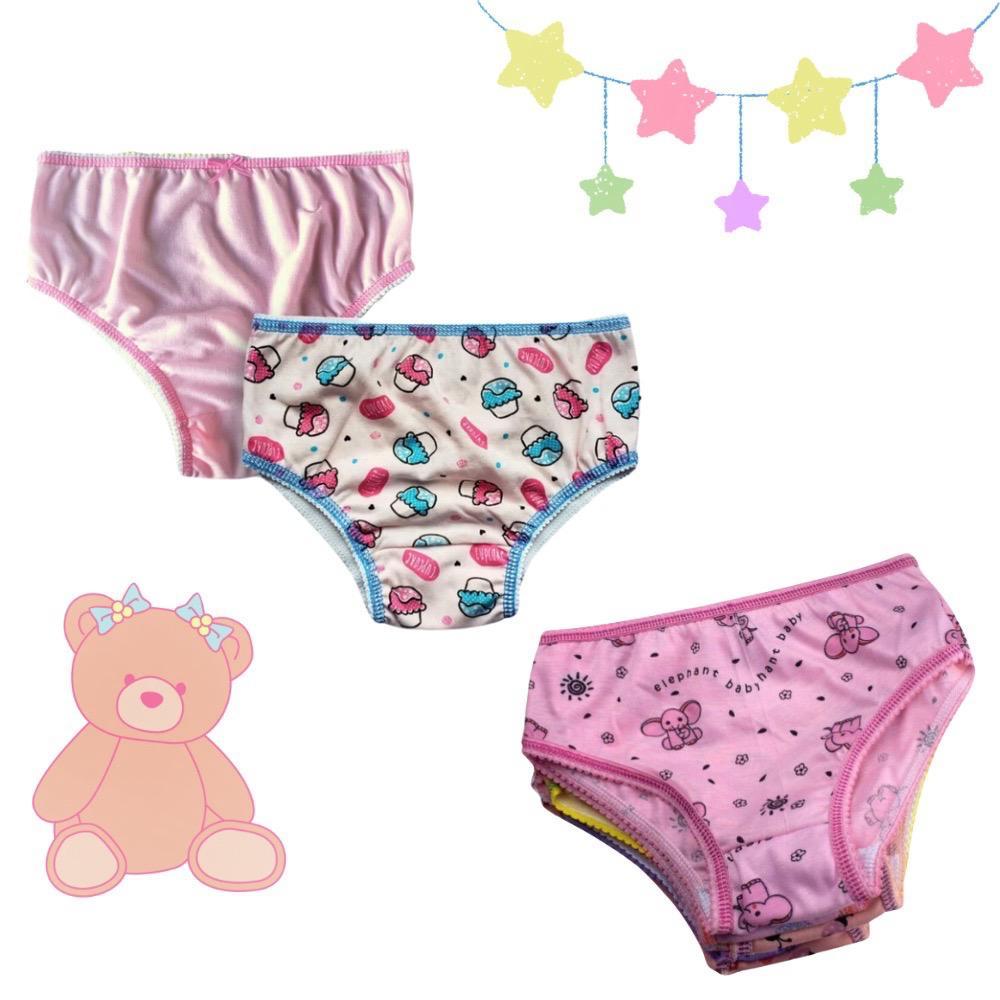 Calcinha Infantil Kit 10 Unidades Algodão 0 a 7 Anos