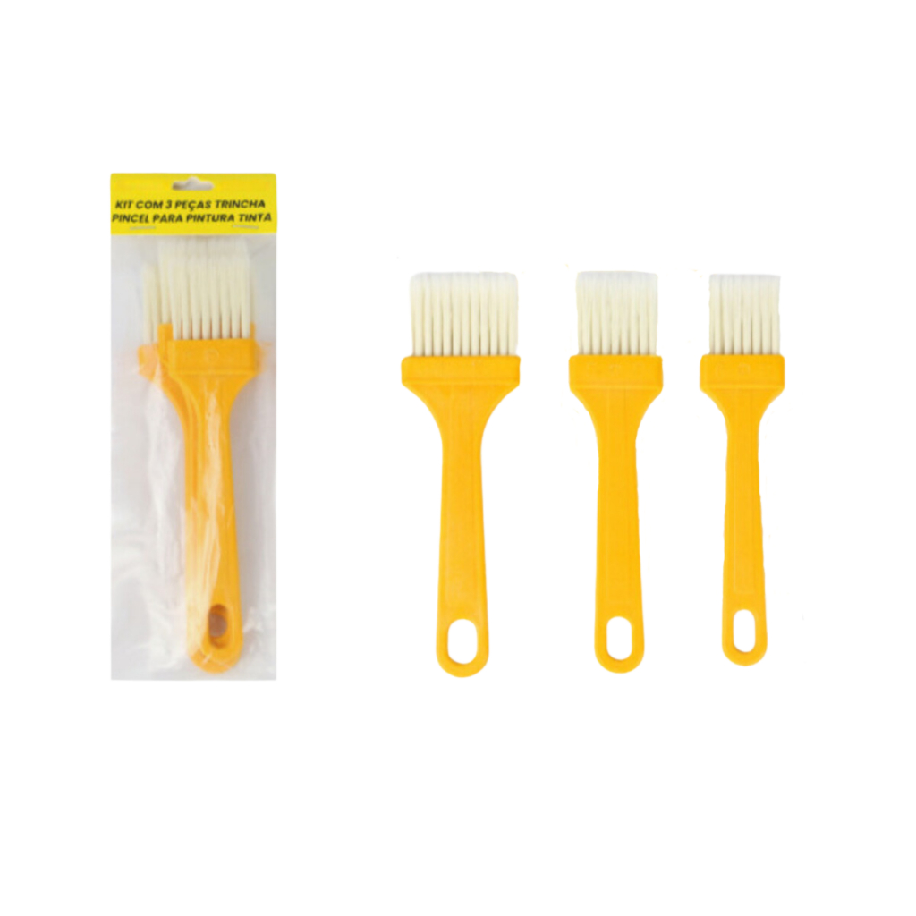 Kit Com 3 Peças Trincha Pincel Para Pintura Tinta Multiuso