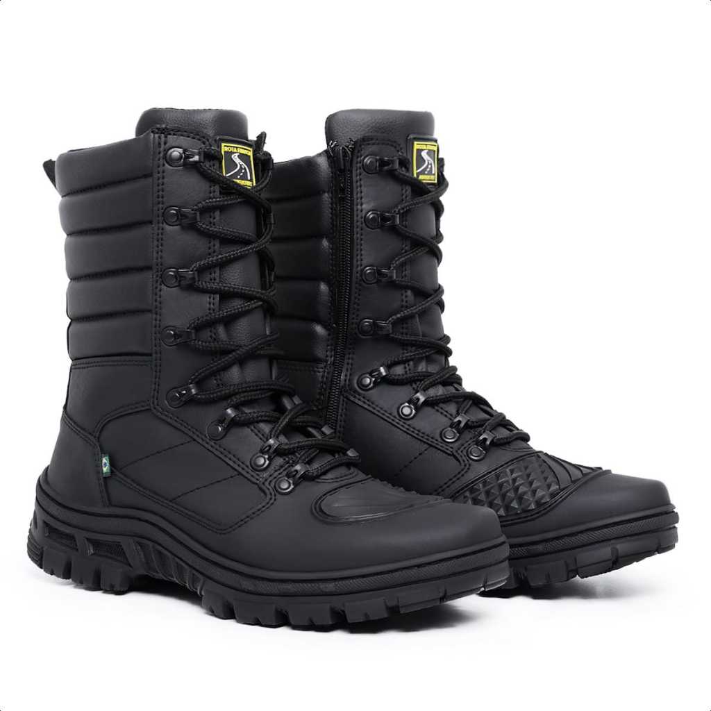 Coturno Militar Bota Tática Com Zíper Attack Reforçado Resistente a água