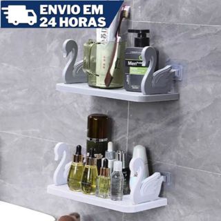 Suporte Plástico Com Adesivo Decoração Para Sala Cozinha Banheiro Prateleira Organizador Sem Furos em Oferta na Shopee