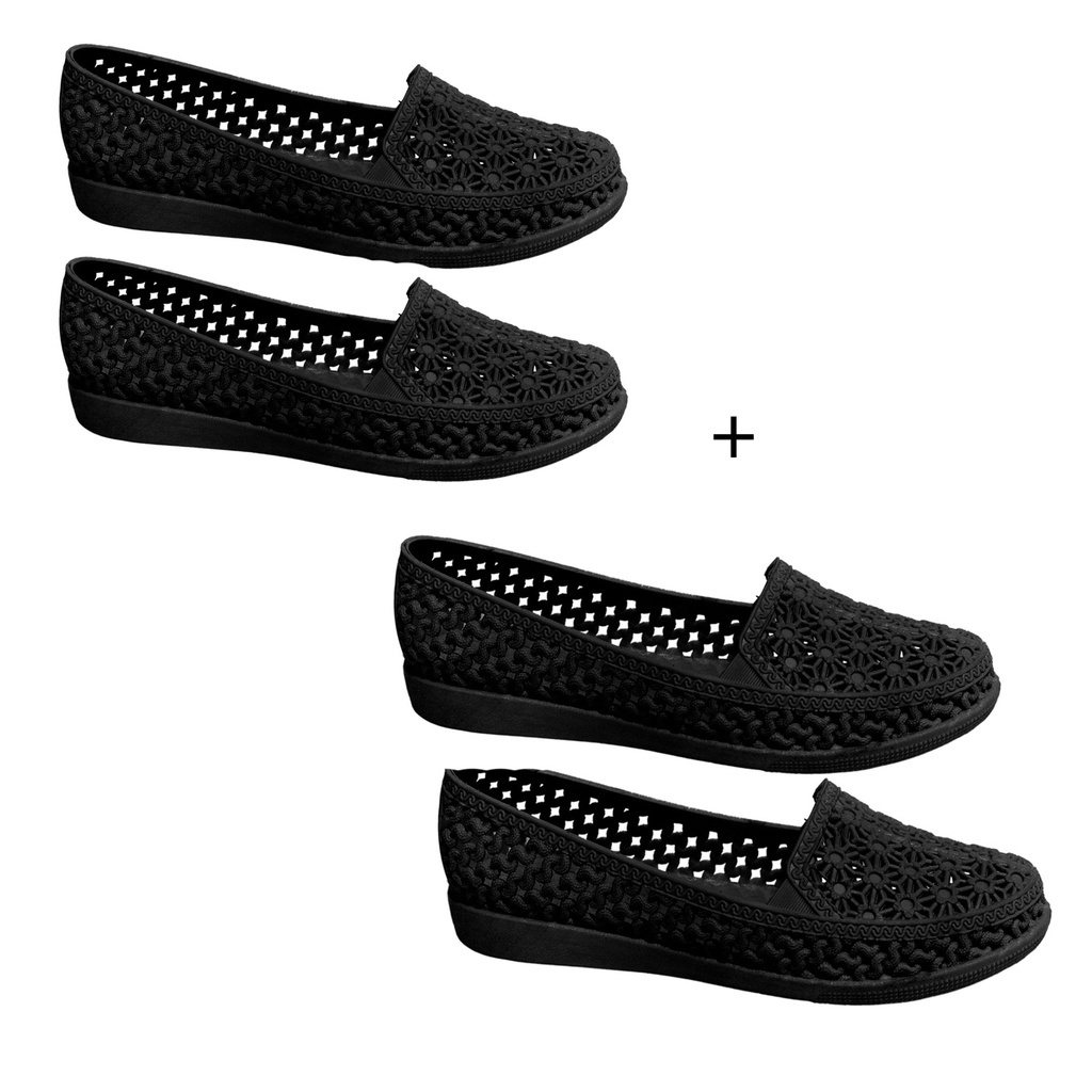 Kit 2 Pares Sapatilha Feminina Direto de Fábrica Bico Arredondado em Oferta na Shopee