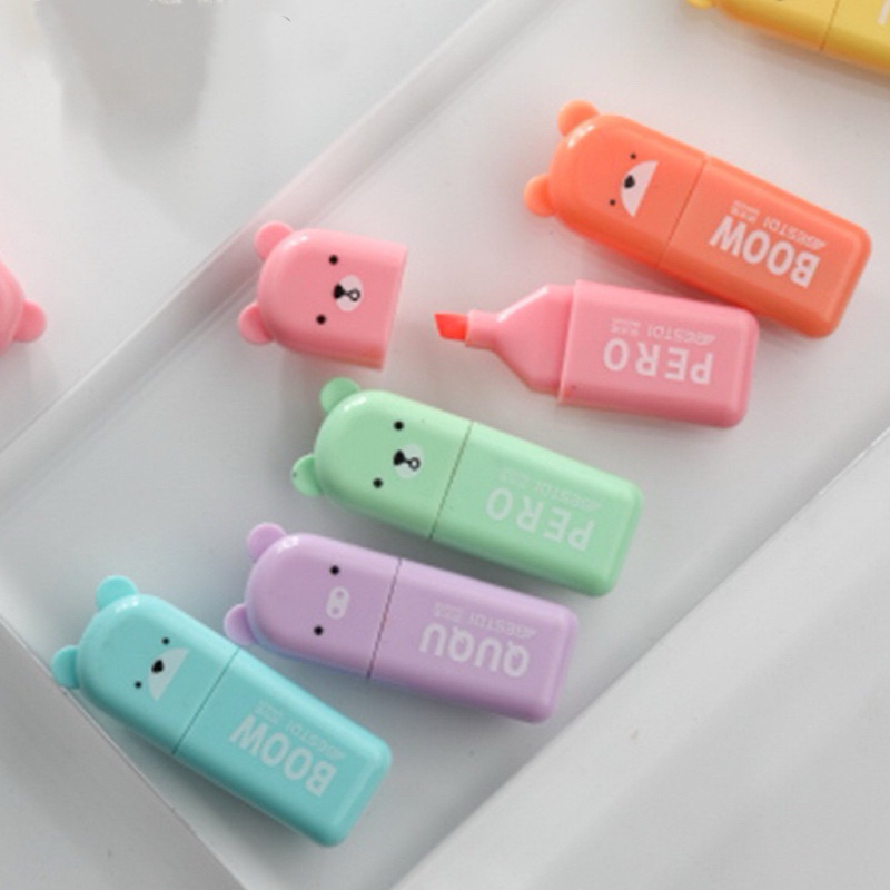 Kit Com 6 peças Marca Texto formado animais urso Bestdi