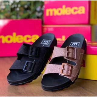 Sandália Feminina Papete Moleca Chinelo Fivela Brilho Original em Oferta na Shopee