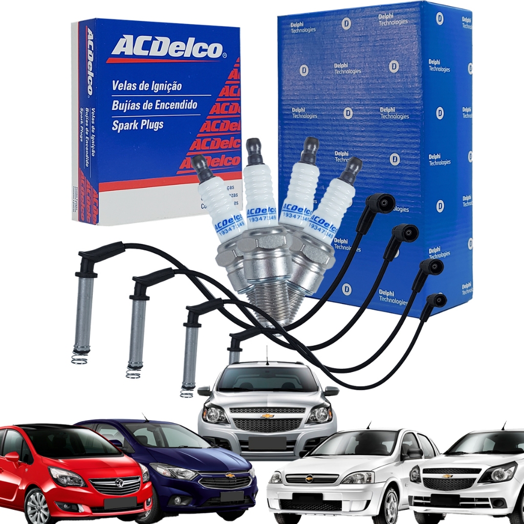 Kit Cabos + Velas Corsa Agile Meriva Montana Corsa 1.4 8v