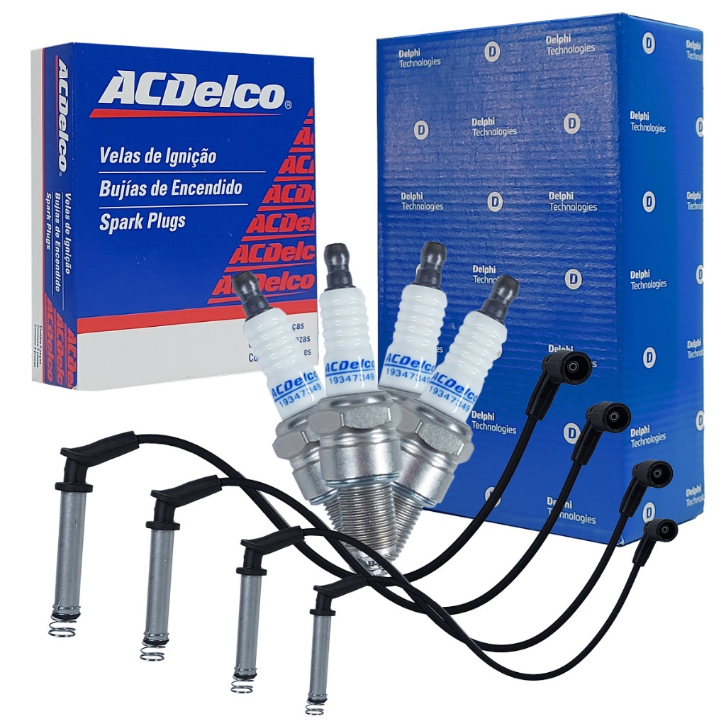Kit Jogo Velas Ignicao + Cabo De Vela Corsa Montana 1.4 Flex