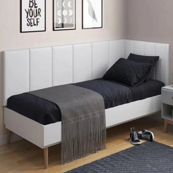 Kit Cabeceira Solteiro em L Painel Cama Box Almofadada Estofada Suede Varias Cores ENVIO IMEDIATO
