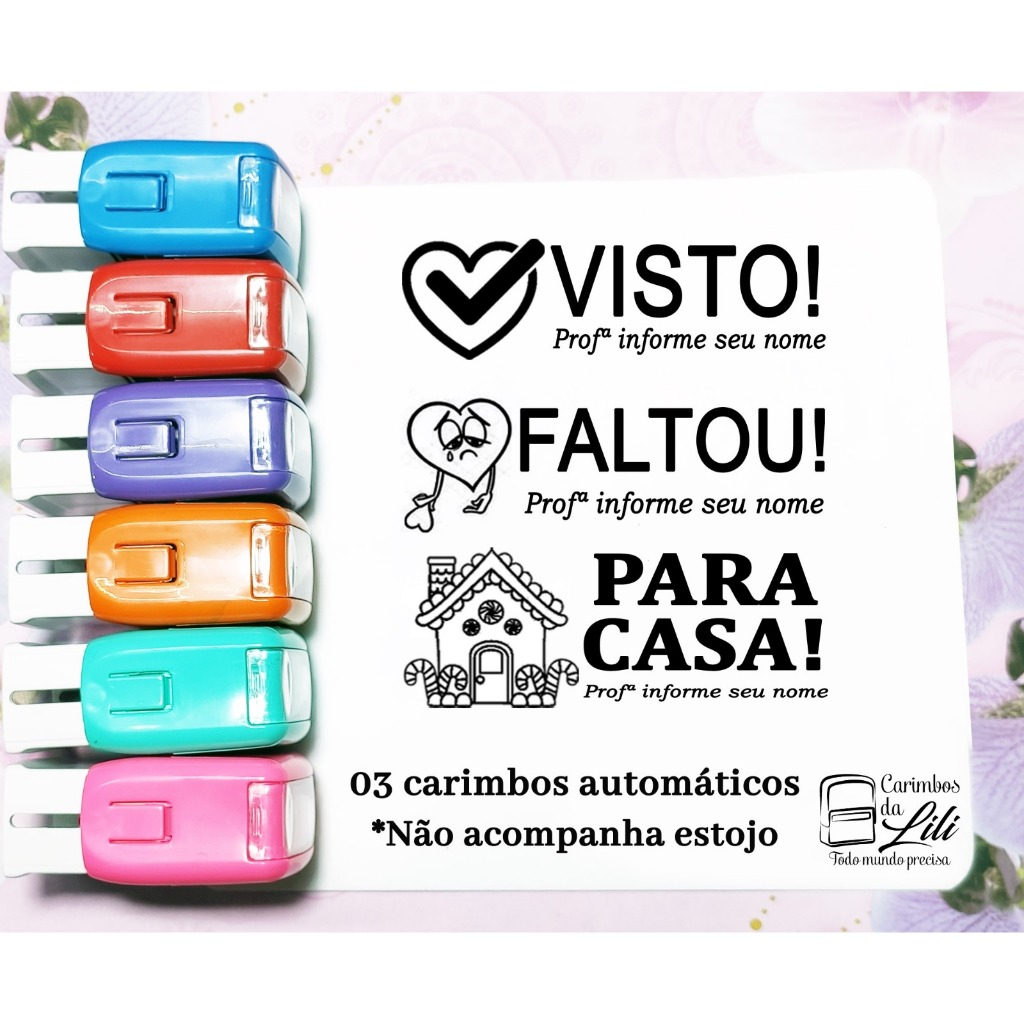 Kit 3 carimbos automaticos personalizados (PROMOCIONAL) em Oferta na Shopee