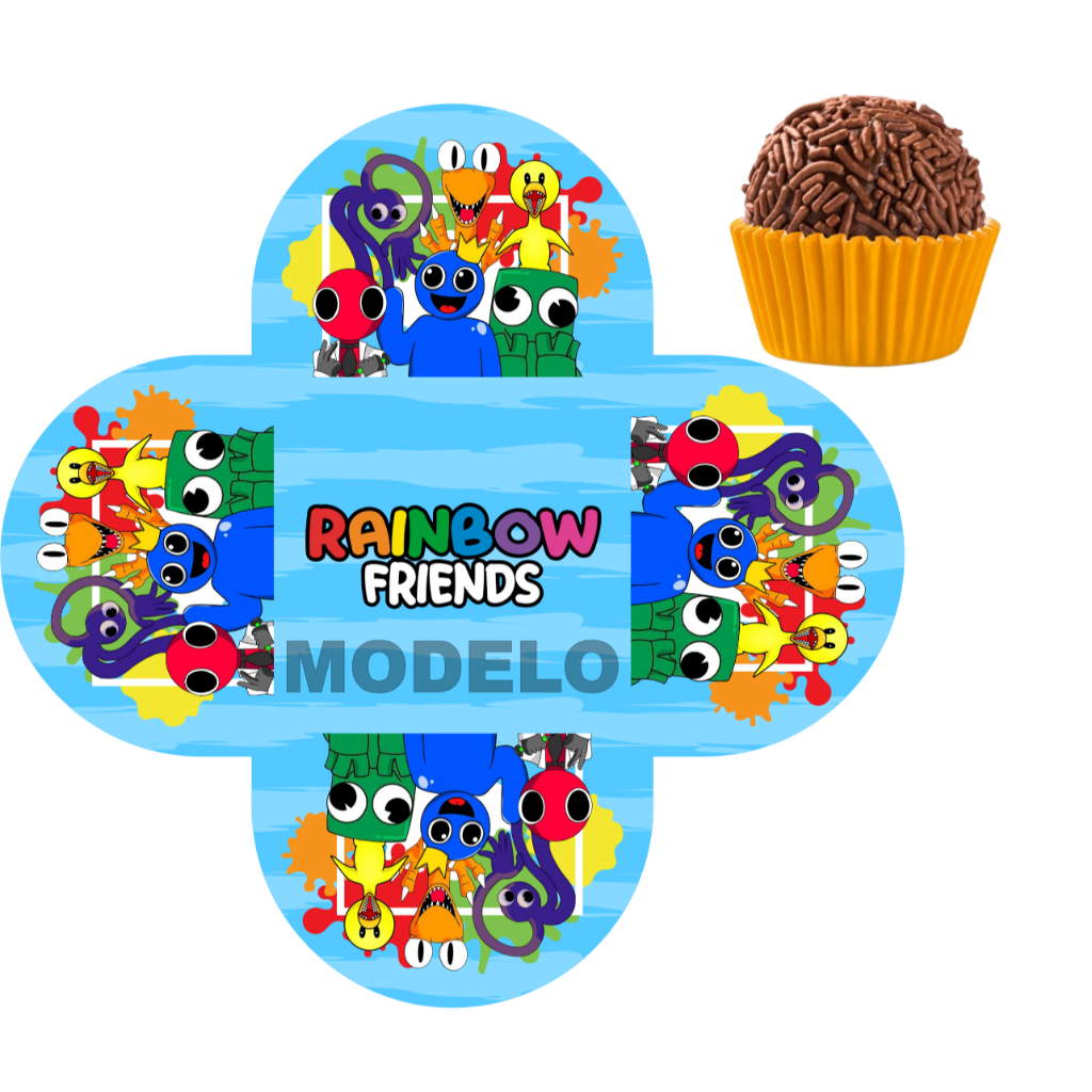 24 Forminhas Docinho Rainbow Friends Toppers Tags Docinhos Festa Aplique