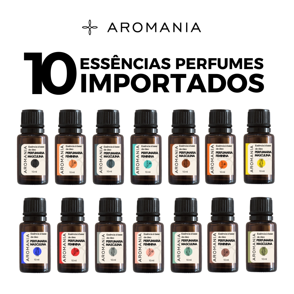 Kit 10 Essências Perfumaria Importada a Base de Óleo Super Concentrada