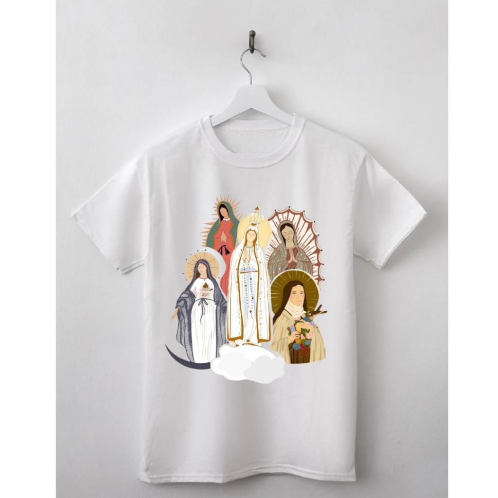 Camiseta Unissex 100% Algodão Nossa Senhora de Fátima Nossa Senhora de Guadalupe Santa Terezinha Plus size