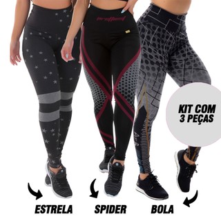 Kit 3 Leggings Mescla Sublimada Zero Transparência em Oferta na Shopee