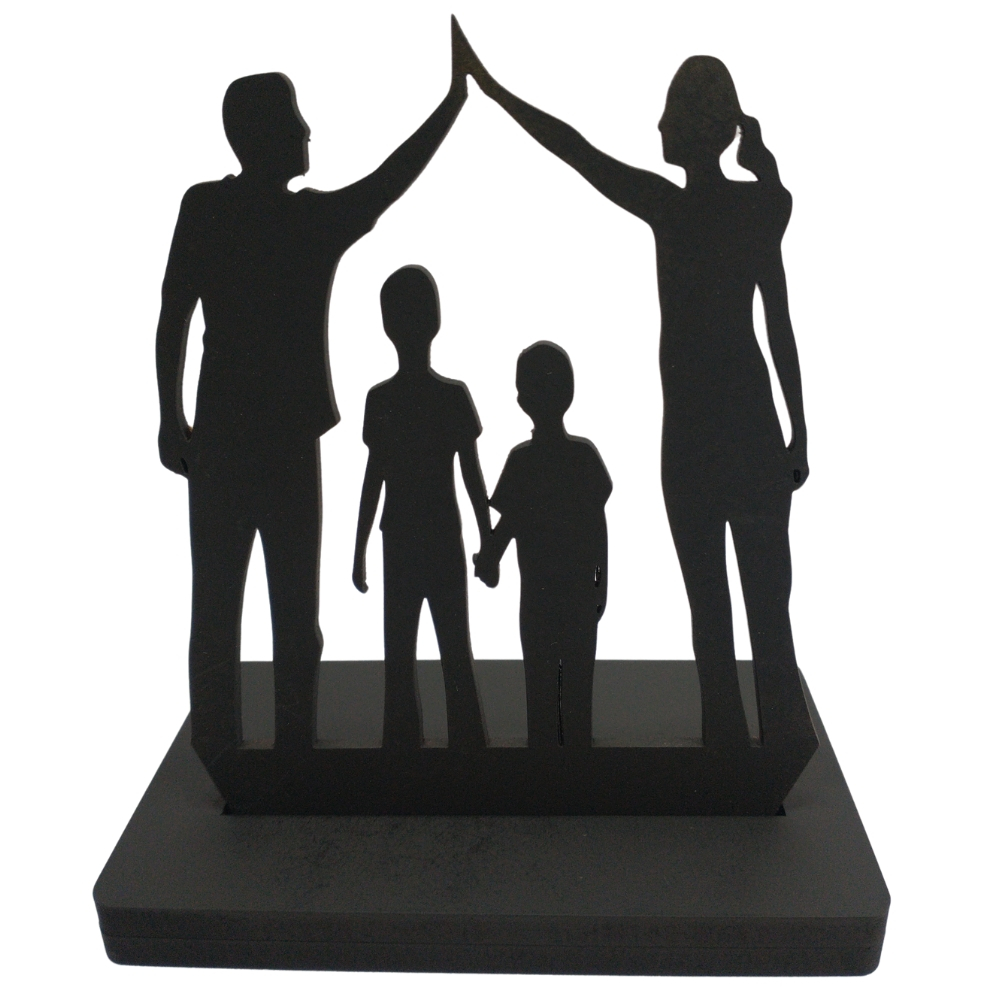 Enfeite de Mesa 14cm Altura Silhueta Família em MDF Preto e Base de MDF Decoração em Oferta na Shopee