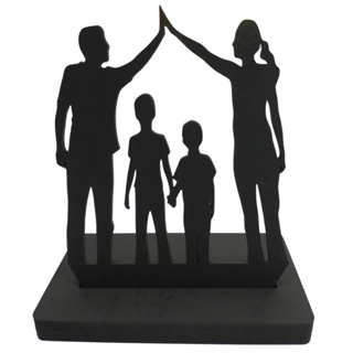 Enfeite de Mesa 14cm Altura Silhueta Família em MDF Preto e Base de MDF Decoração em Oferta na Shopee