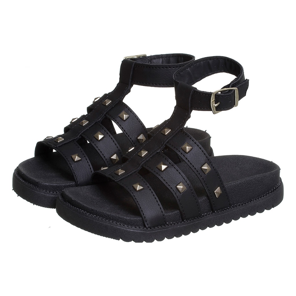 Sandália Papete Feminina Mãe e Filha 28 ao 39 Preta Tiras com Spike Kidstep em Oferta na Shopee