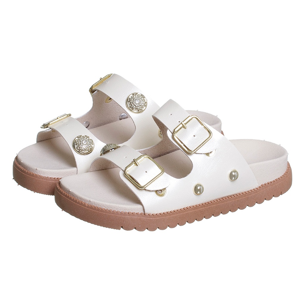 Chinelo Papete Feminina Mãe e Filha 28 ao 39 Off White com Fivela Kidstep em Oferta na Shopee