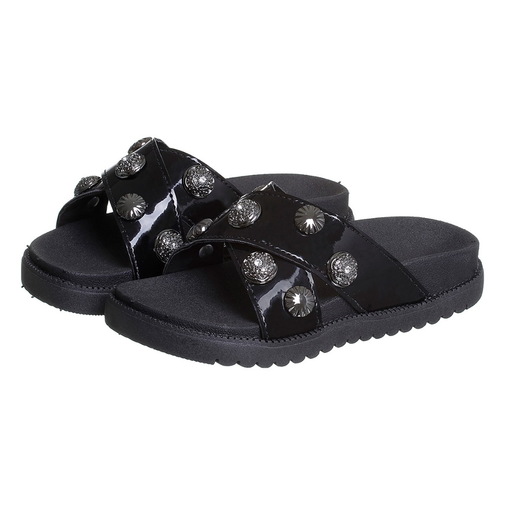 Chinelo Papete Feminina Mãe e Filha 28 ao 39 Preto Verniz Tira Trançada Kidstep em Oferta na Shopee