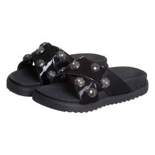 Chinelo Papete Feminina Mãe e Filha 28 ao 39 Preto Verniz Tira Trançada Kidstep em Oferta na Shopee