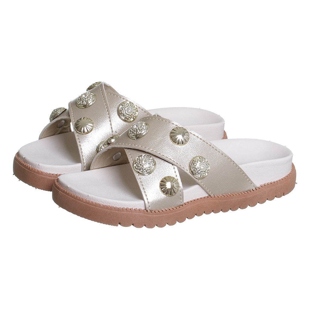 Chinelo Papete Feminina Mãe e Filha 28 ao 39 Dourado Tira Trançada Kidstep em Oferta na Shopee