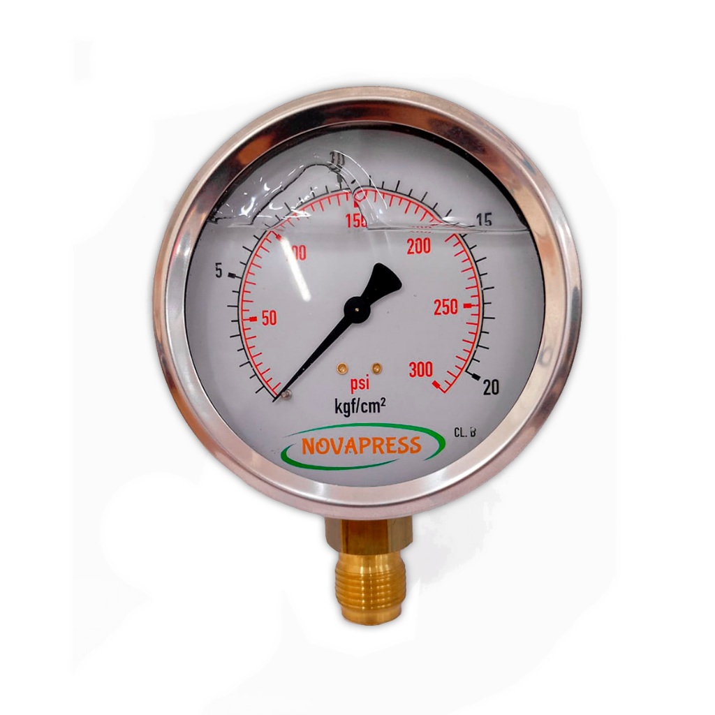 Manômetro de Pressão 1/2″ Vertical 300 psi 20 Bar Com Glicerina